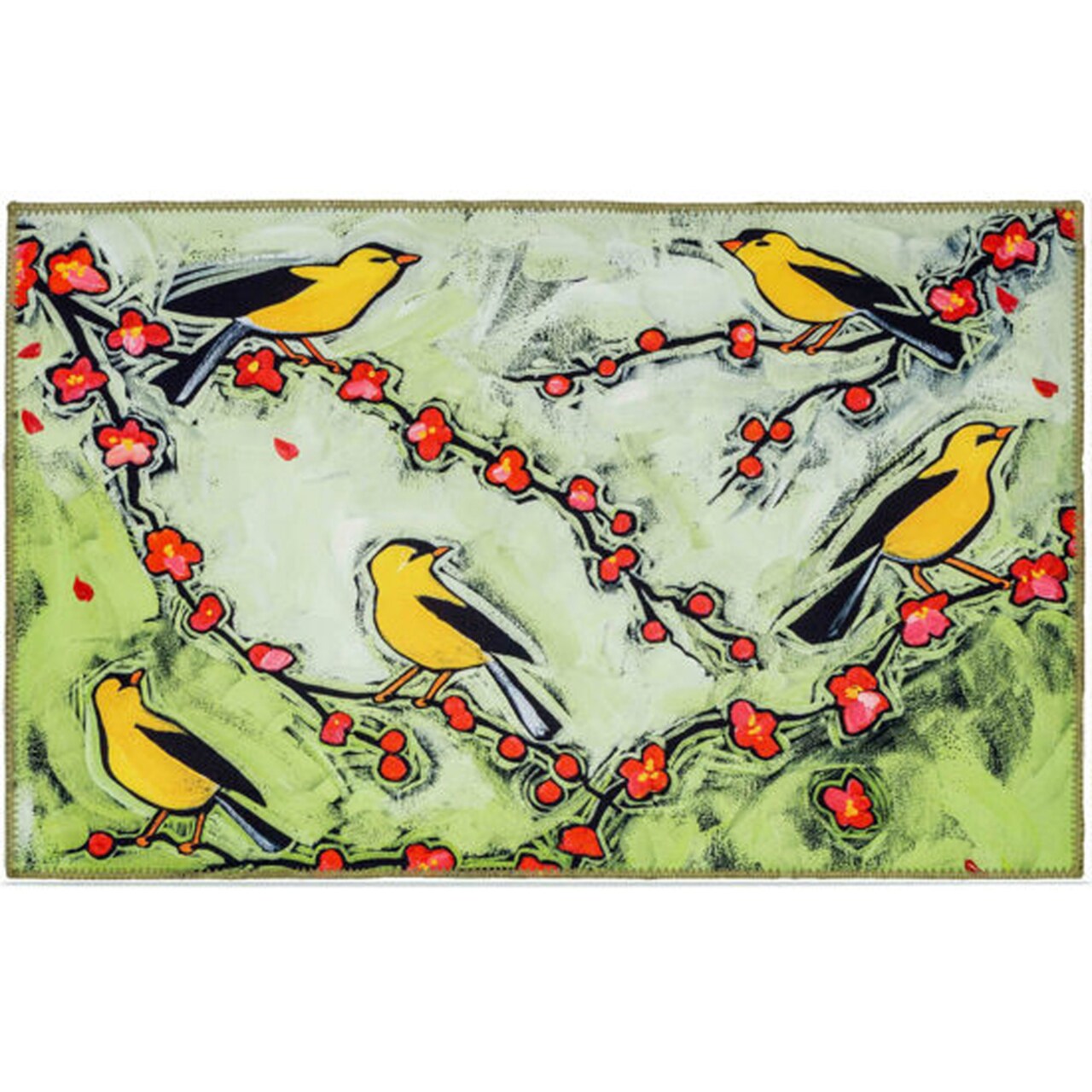 Olivia's Home Home Decorative Indoor Outdoor Accent Rug Goldfinches - 22" X 32"